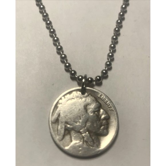 USA 5 Cents Buffalo Indian Head Coin Pendant Native American Bison Buffalo - Picture 2 of 5